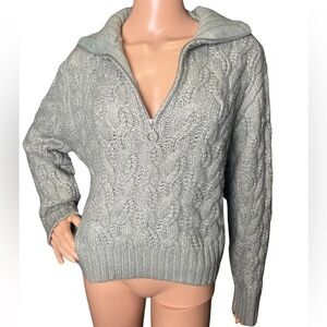 Sincerely Jules Cozy Cable Knit 1/2 Zip Turtleneck Pullover Sweater Sz M